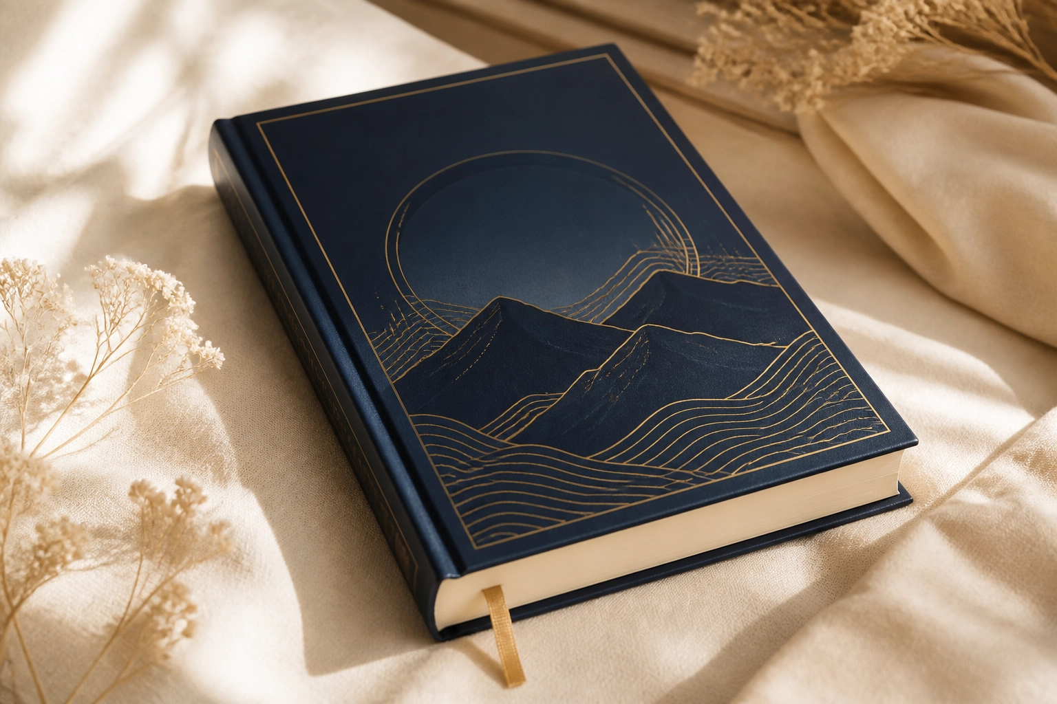 Close-up buku motivasi berwarna navy